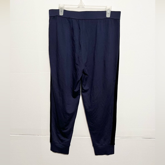 Eileen Fisher pull on  Jogger pants with  side velour stripe size PL Navy - Picture 4 of 15